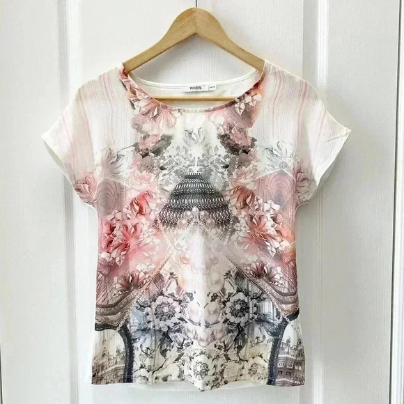 Ricki's Cut Out Back Drapey Knit Top T-Shirt Blouse Pink Grey Ivory Size XS - Picture 4 of 15